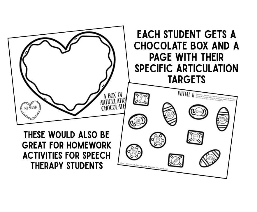 A Box of Articulation Chocolates~ Speech Therapy Cut & Paste Craft