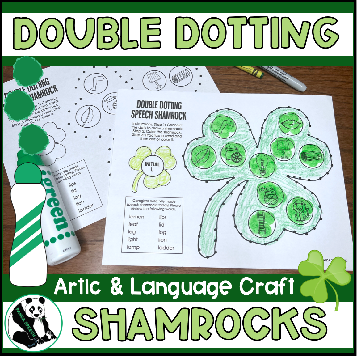 Double Dotting Speech Shamrocks ~ A Speech Therapy Art Activity