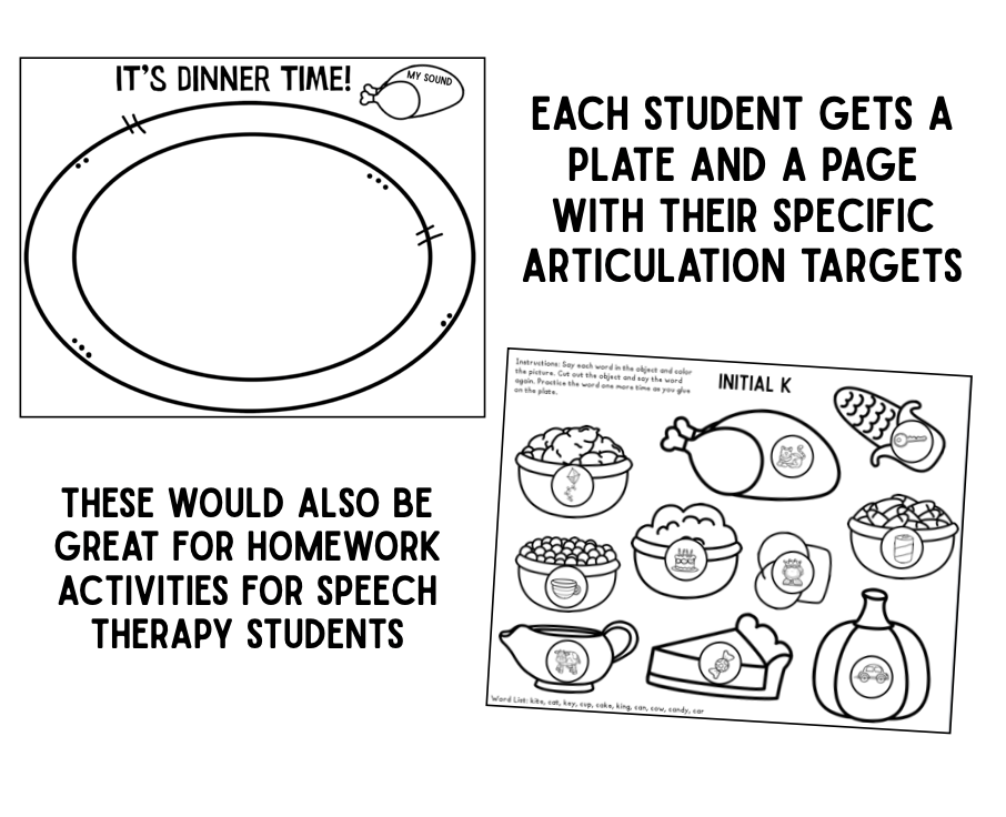 It's Dinner Time Articulation~ Speech Therapy Cut & Paste Craft