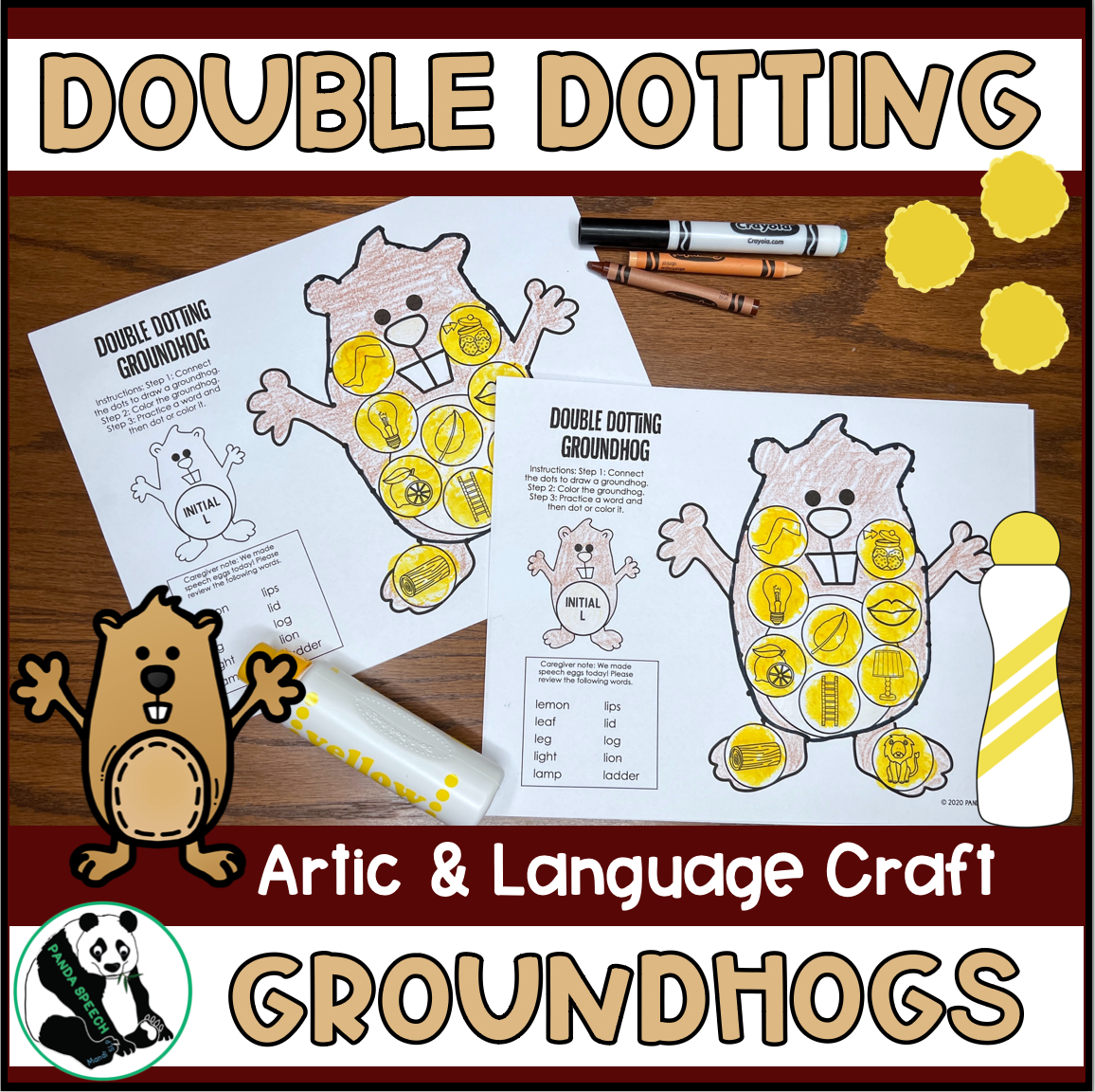 Double Dotting Speech Groundhog ~ A Speech Therapy Art Activity