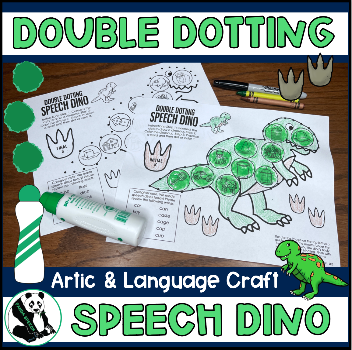 Double Dotting Speech Dinosaur ~ A Speech Therapy Art Activity