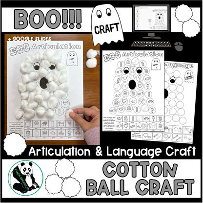 Boo Articulation and Language! Speech Therapy Cotton Ball craft