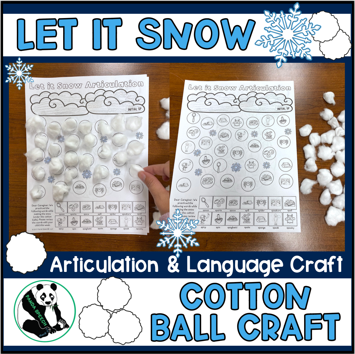 Let it Snow! Articulation and Language! Speech Therapy Cotton Ball craft