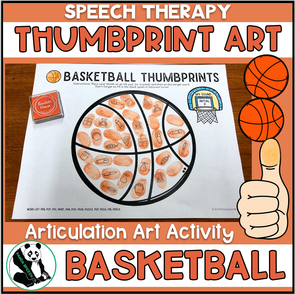 Basketball Thumbprints A Speech Therapy Craft Activity ~ Articulation Practice