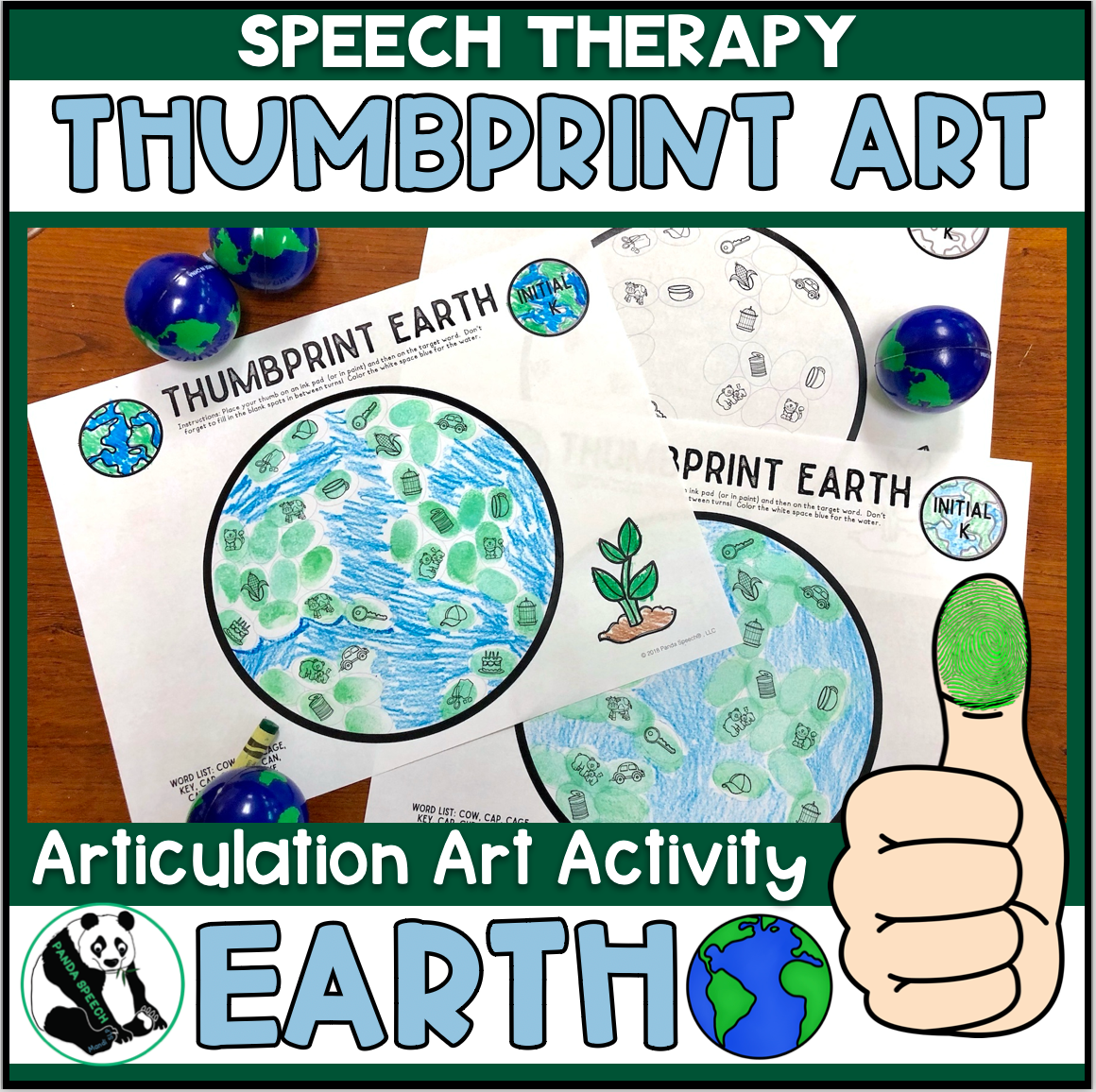 Articulation Thumbprint Earth: Speech Therapy Art Activity