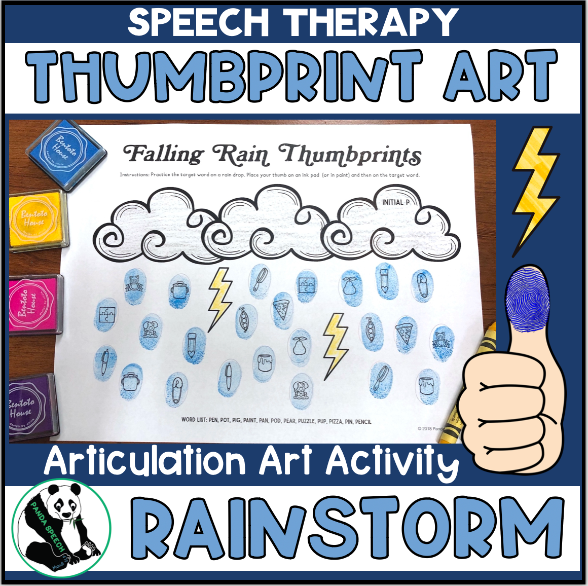 Rainstorm Thumbprints A Speech Therapy Craft Activity ~ Articulation Practice