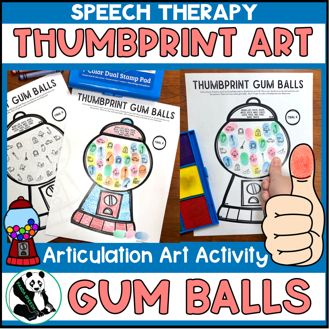 Gum ball Thumbprints A Speech Therapy Craft Activity ~ Articulation Practice