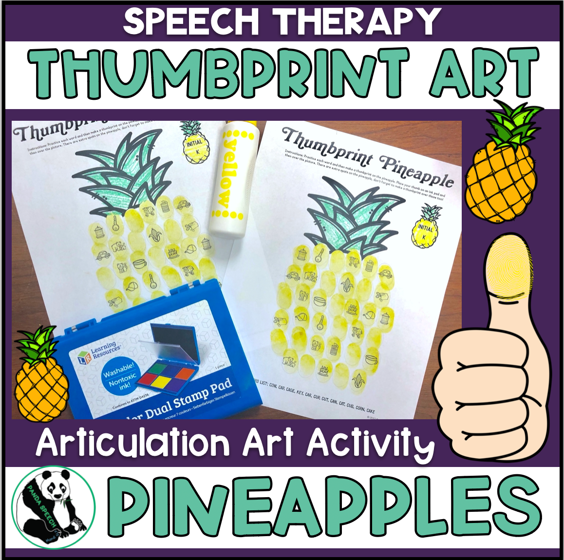 Pineapple Thumbprints A Speech Therapy Craft Activity ~ Articulation Practice