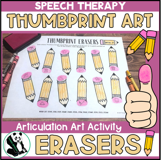 Eraser Thumbprints A Speech Therapy Craft Activity ~ Articulation Practice