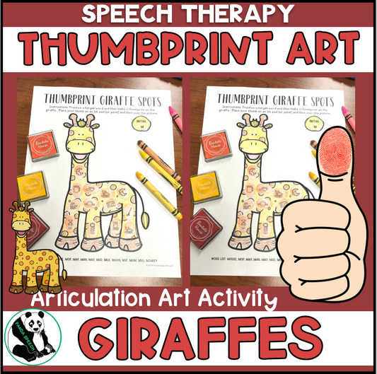 Giraffe Spots Thumbprints A Speech Therapy Craft Activity ~ Articulation Practice (Copy)