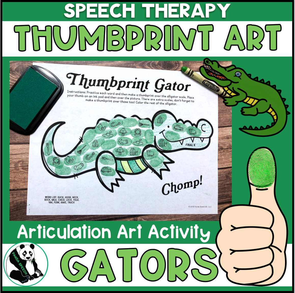 Gator Thumbprints A Speech Therapy Craft Activity ~ Articulation Practice (Copy) (Copy)