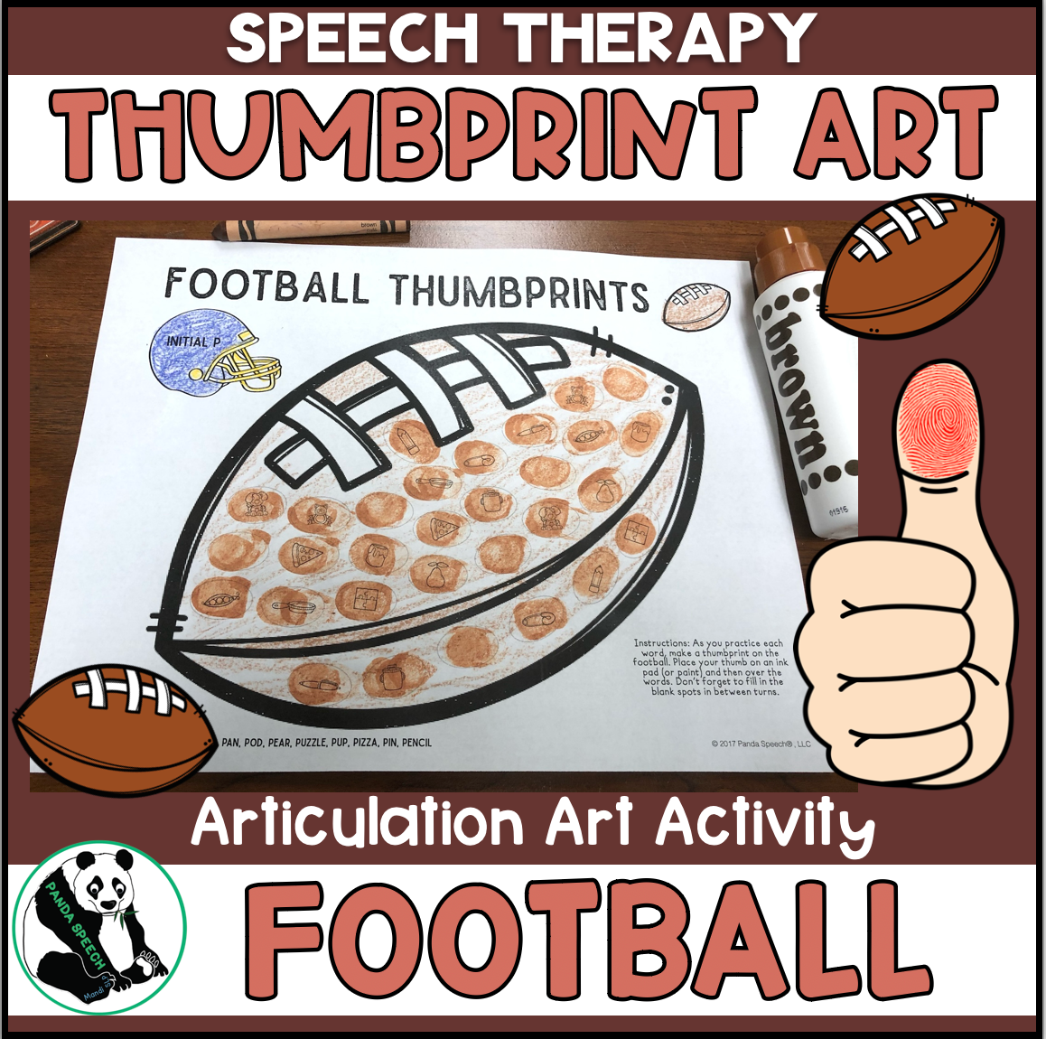 Football Thumbprints A Speech Therapy Craft Activity ~ Articulation Practice