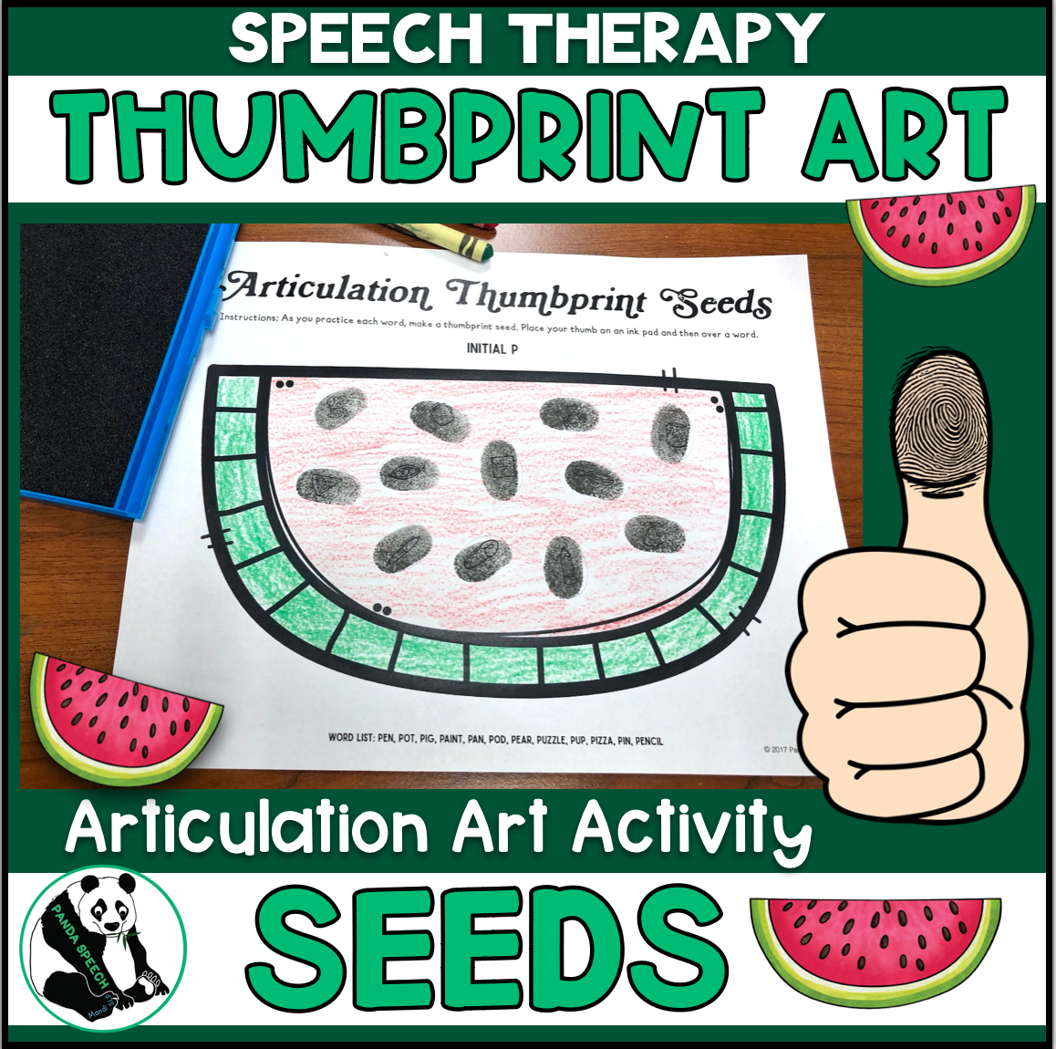 Watermelon Seeds Thumbprints A Speech Therapy Craft Activity ~ Articulation Practice