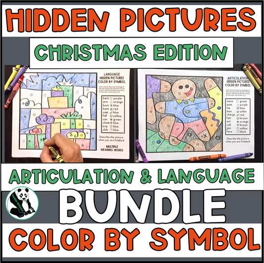 Color by Symbol Hidden Pictures - Christmas~ A Speech Therapy Activity (Articulation and Language)