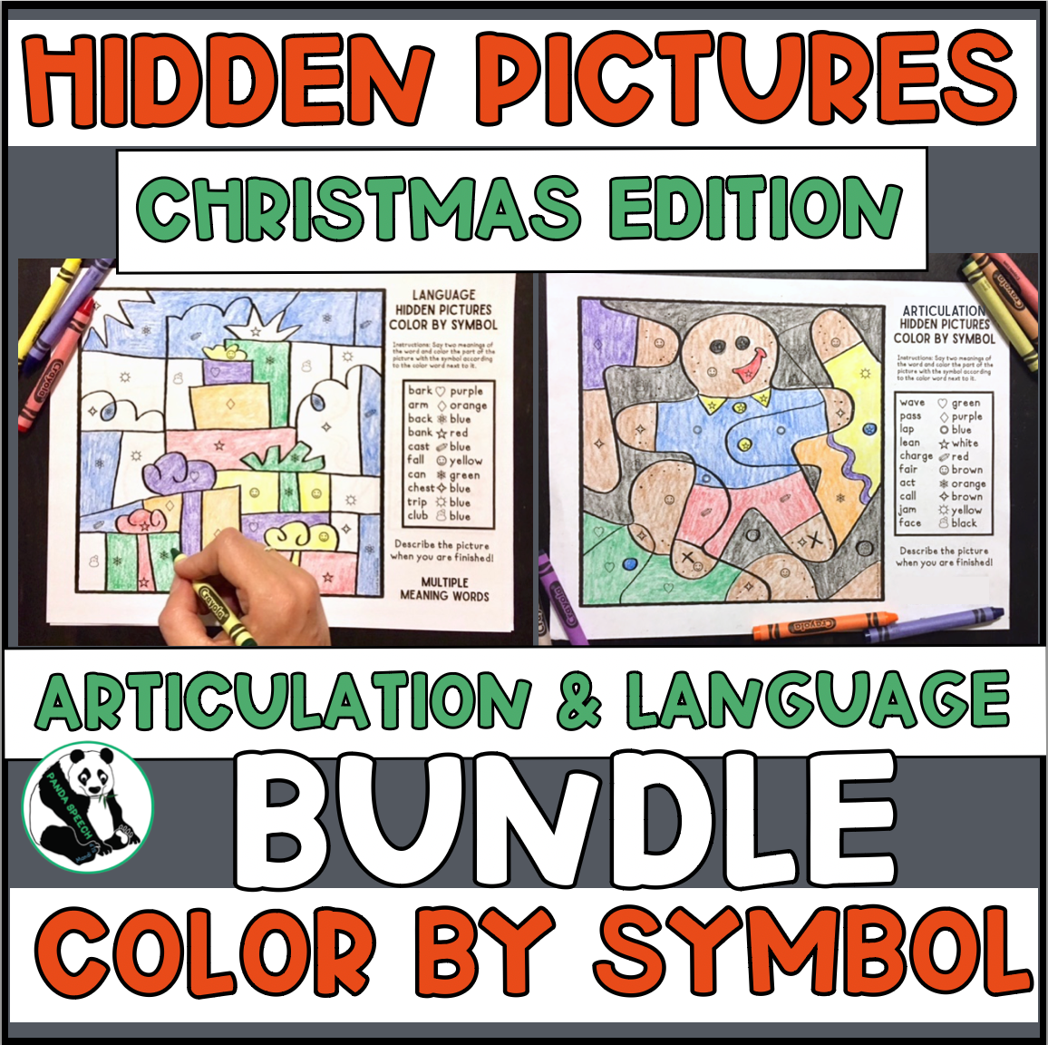 Color by Symbol Hidden Pictures - Christmas~ A Speech Therapy Activity (Articulation and Language) (Copy)