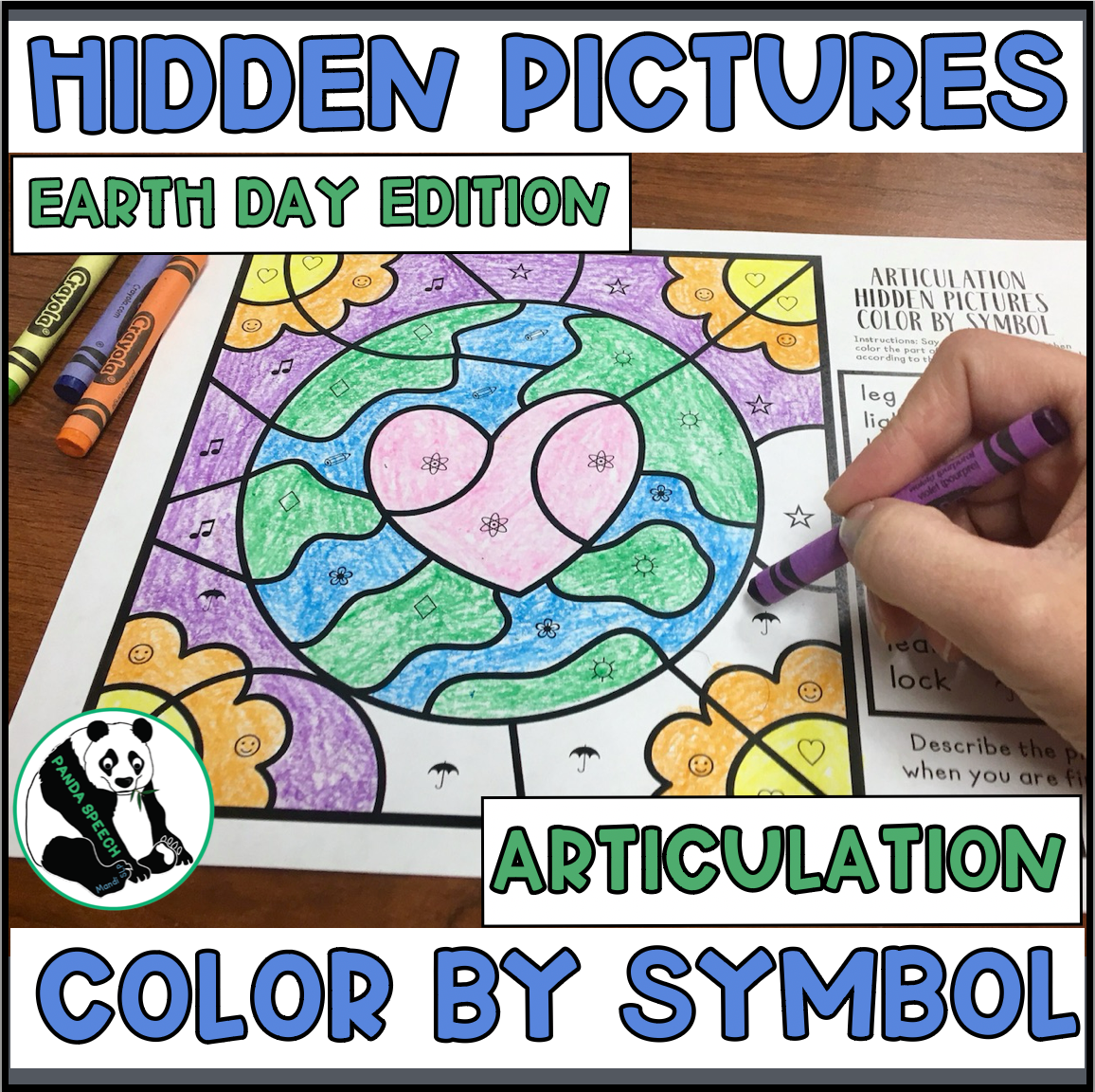 Color by Symbol Hidden Pictures - Earth Day ~ A Speech Therapy Articulation Activity