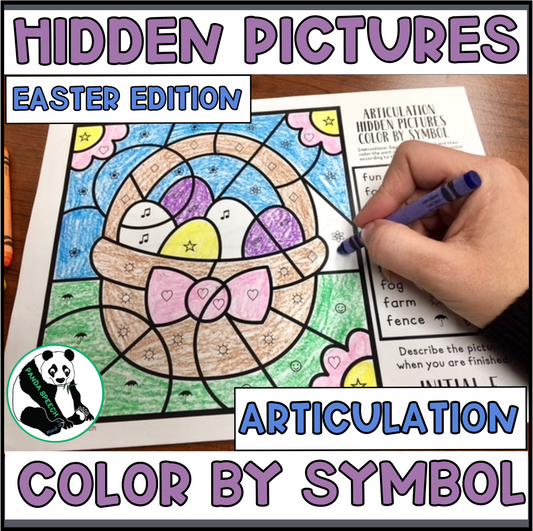 Color by Symbol Hidden Pictures - Easter ~ A Speech Therapy Articulation Activity