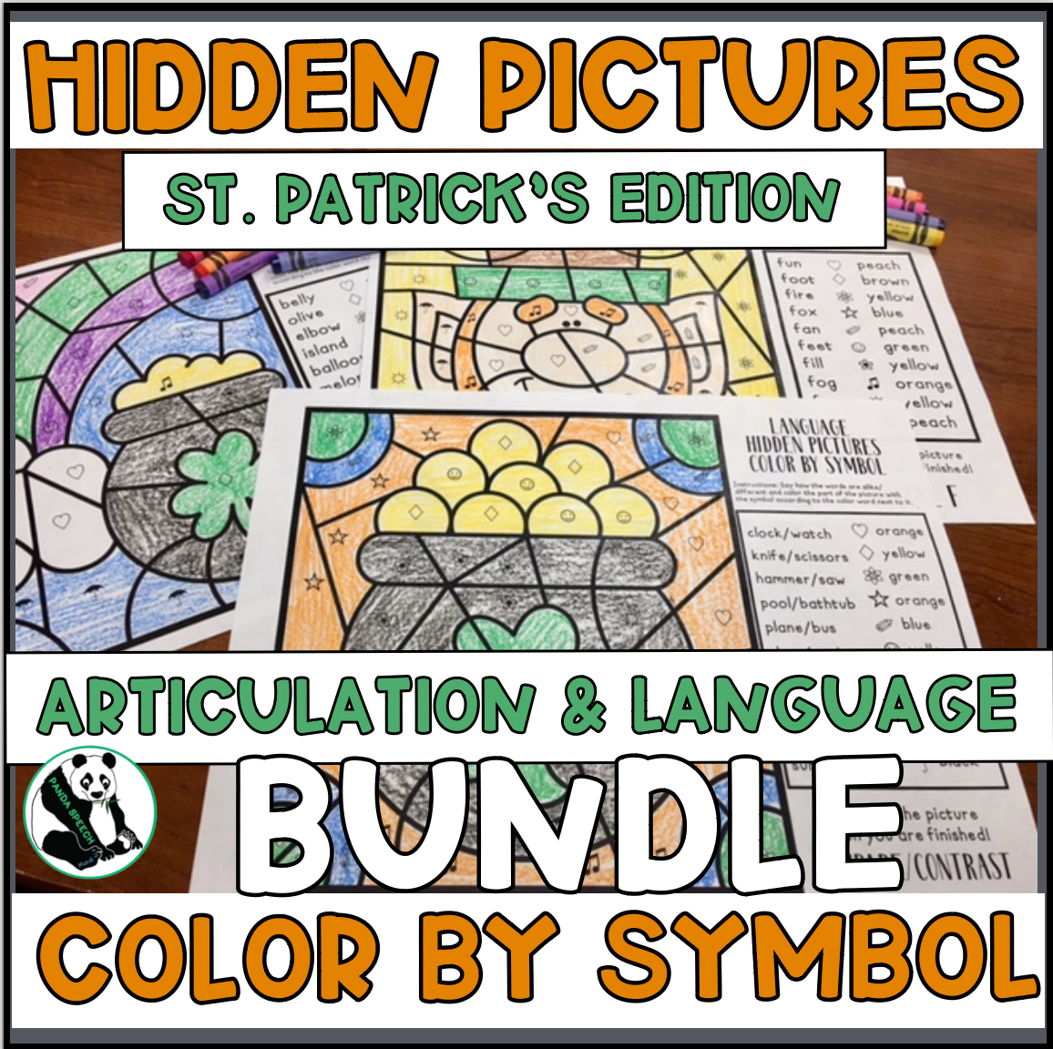 Color by Symbol Hidden Pictures - St. Patrick's ~ A Speech Therapy Activity (Articulation and Language)