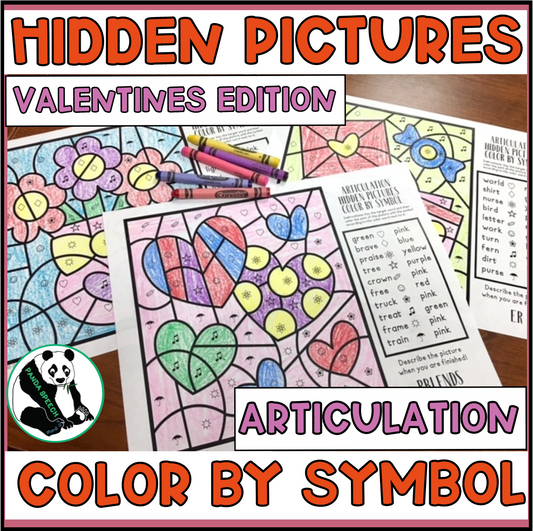 Color by Symbol Hidden Pictures - Valentines ~ A Speech Therapy Articulation Activity (Copy)