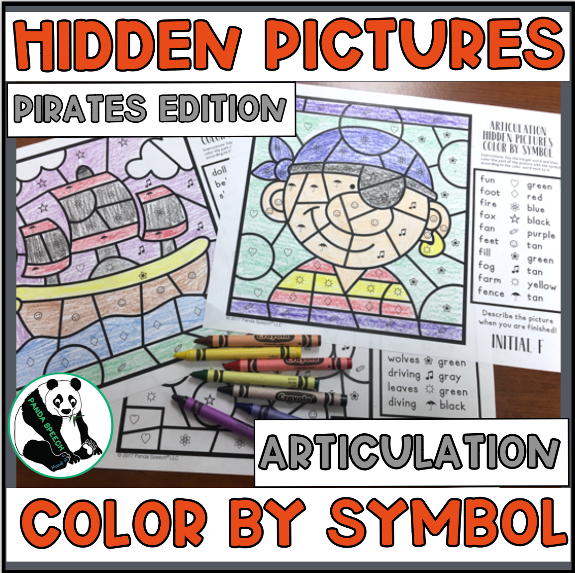 Color by Symbol Hidden Pictures - Pirates ~ A Speech Therapy Articulation Activity (Copy)