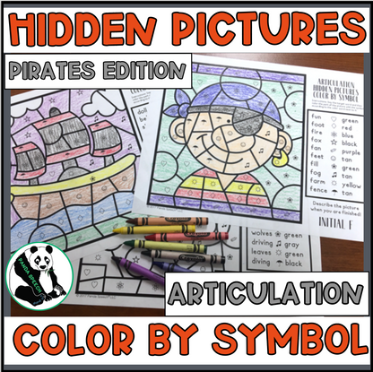 Color by Symbol Hidden Pictures - Pirates ~ A Speech Therapy Articulation Activity