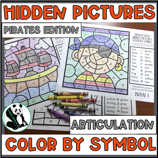 Color by Symbol Hidden Pictures - Pirates ~ A Speech Therapy Articulation Activity (Copy)