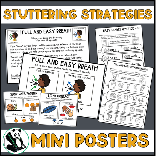 Fluency Strategy Mini- Posters and Practice Sheets ~Stuttering