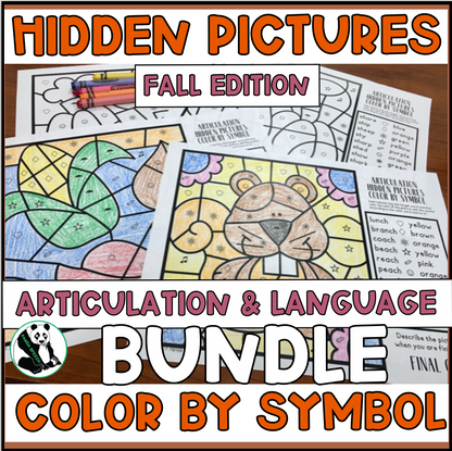 Color by Symbol Hidden Pictures - FALL ~ A Speech Therapy Activity (Articulation and Language)