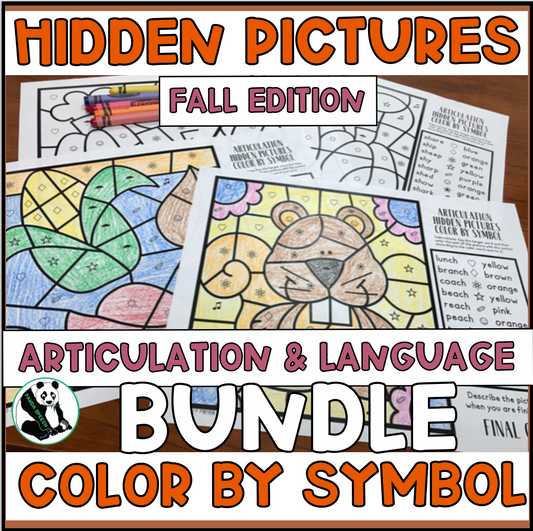 Color by Symbol Hidden Pictures - FALL ~ A Speech Therapy Activity (Articulation and Language)