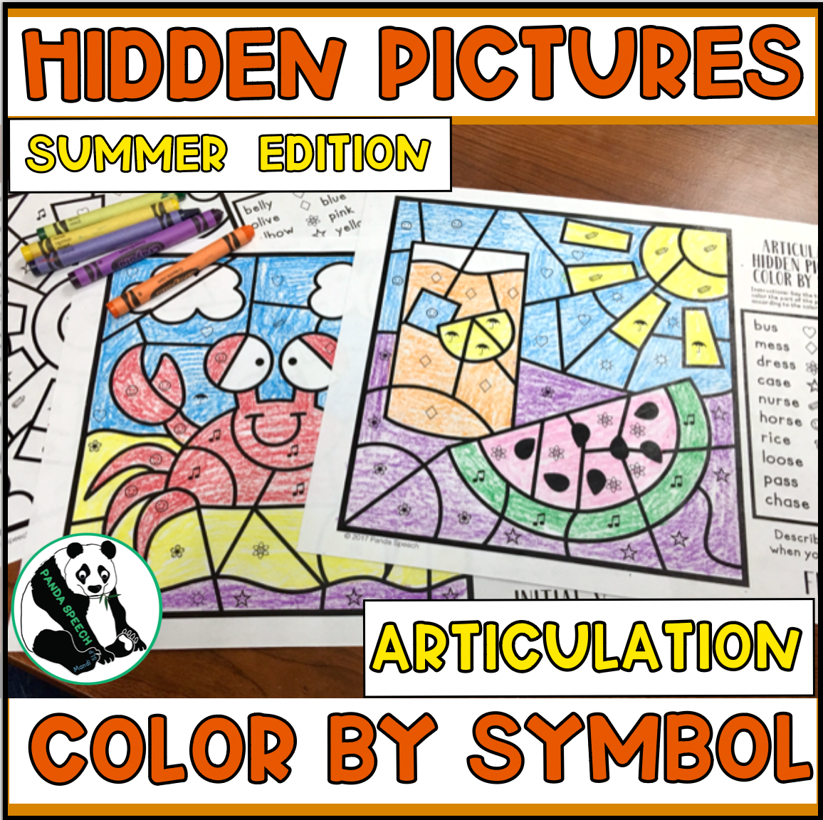 Color by Symbol Hidden Pictures - SUMMER ~ A Speech Therapy Articulation Activity