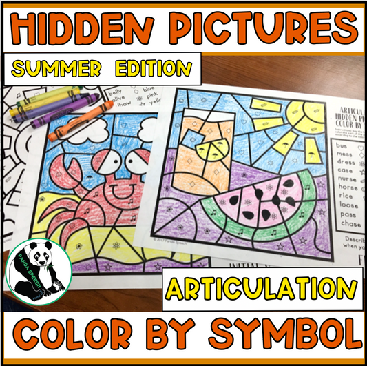 Color by Symbol Hidden Pictures - SUMMER ~ A Speech Therapy Articulation Activity