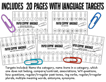 Paper Clippin' Speech Therapy: Articulation Pages +  BONUS language pages