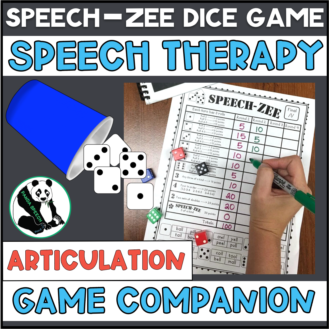 Speech Zee ~ Articulation Dice Game Companion – Panda Speech LLC
