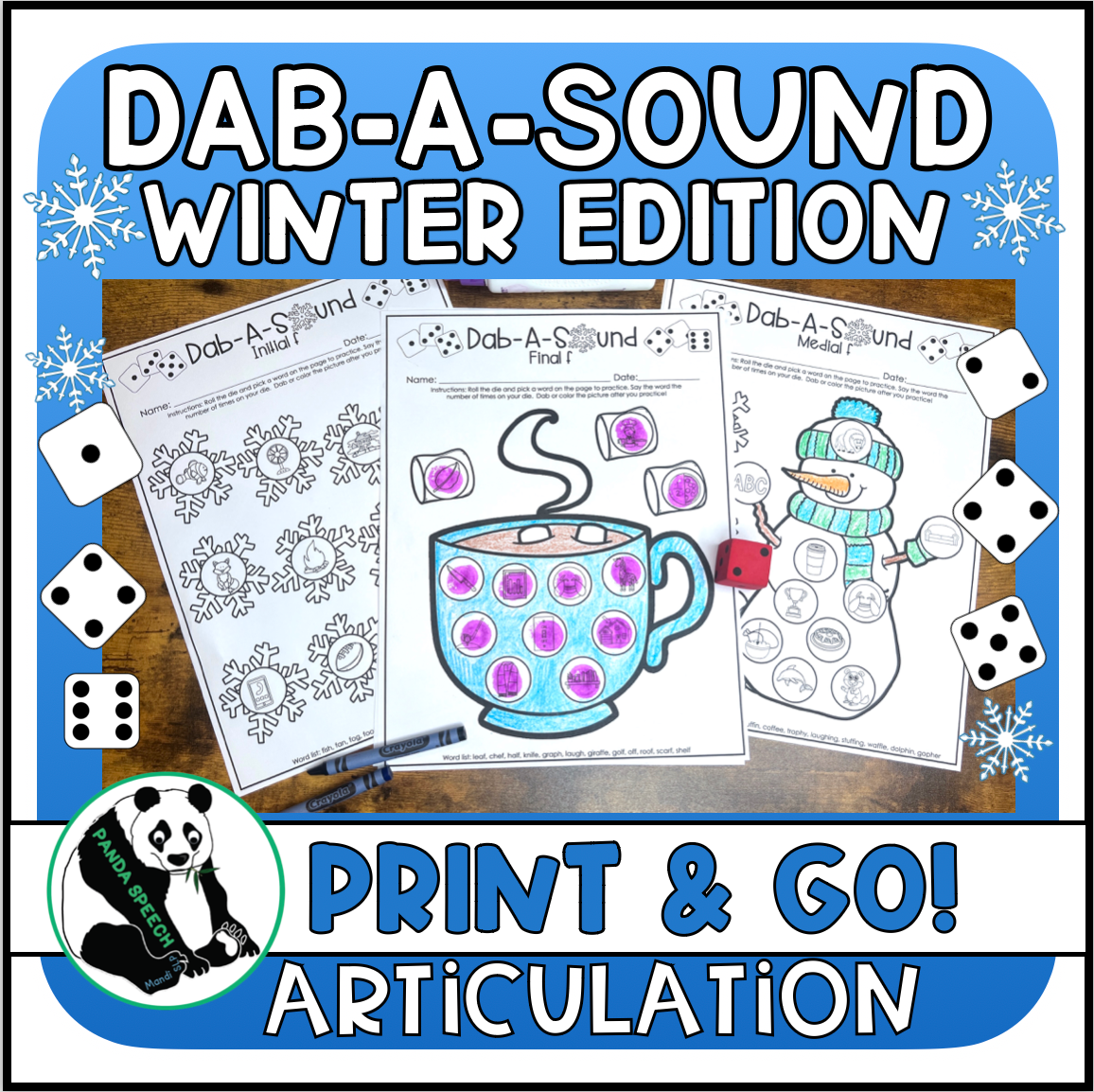 Dab a Sound Winter Edition ~ Print & Go for Articulation Speech Therapy