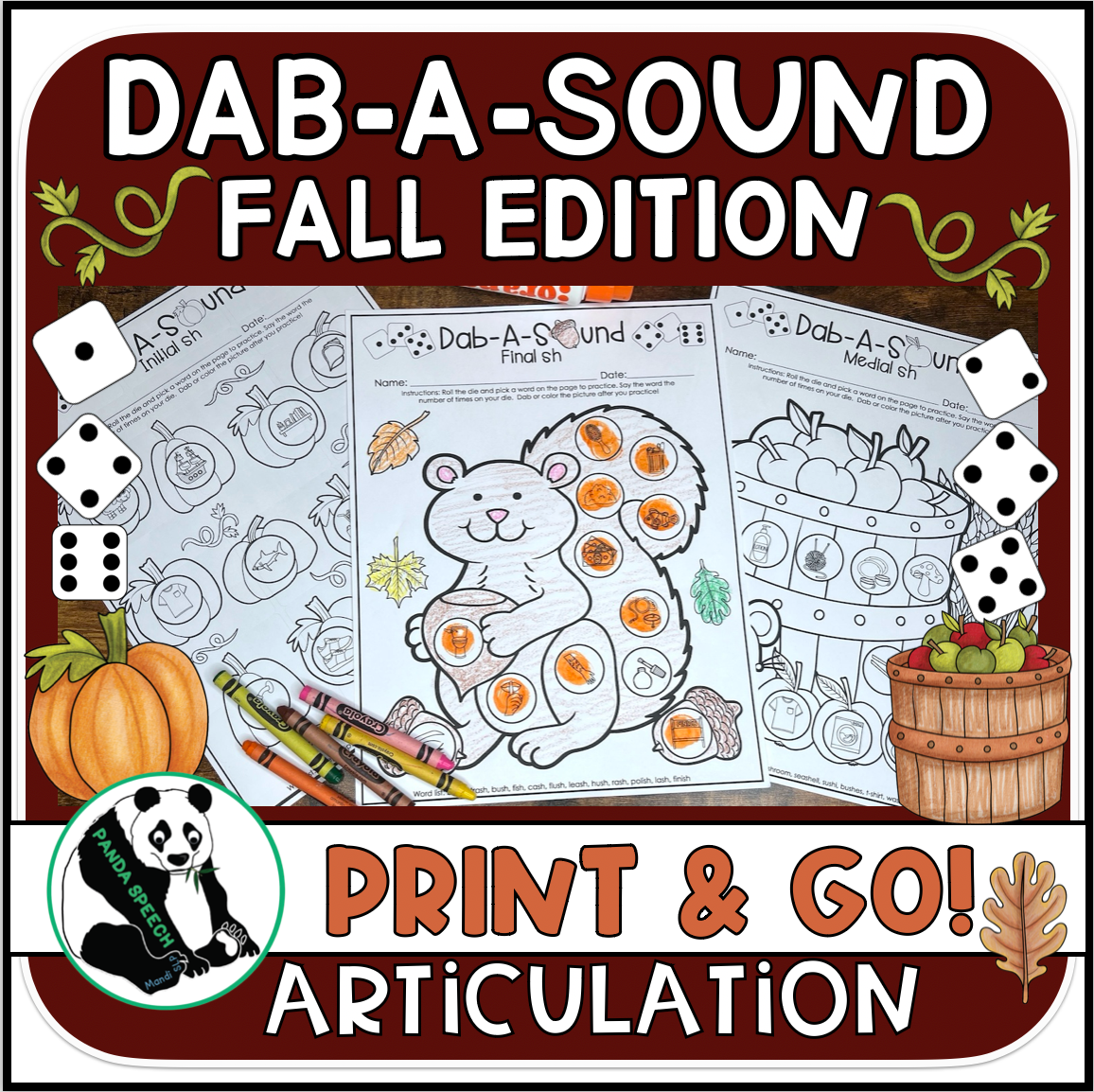 Dab a Sound Fall Edition ~ Print & Go for Articulation Speech Therapy