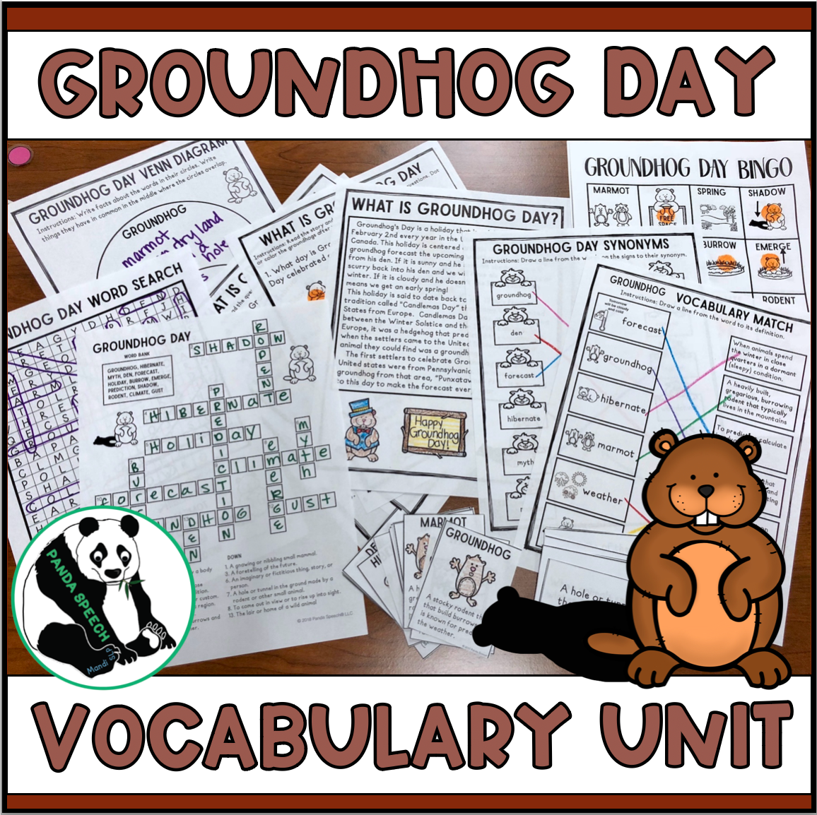 Groundhog day Vocabulary No-Print Unit ~ Print & Go