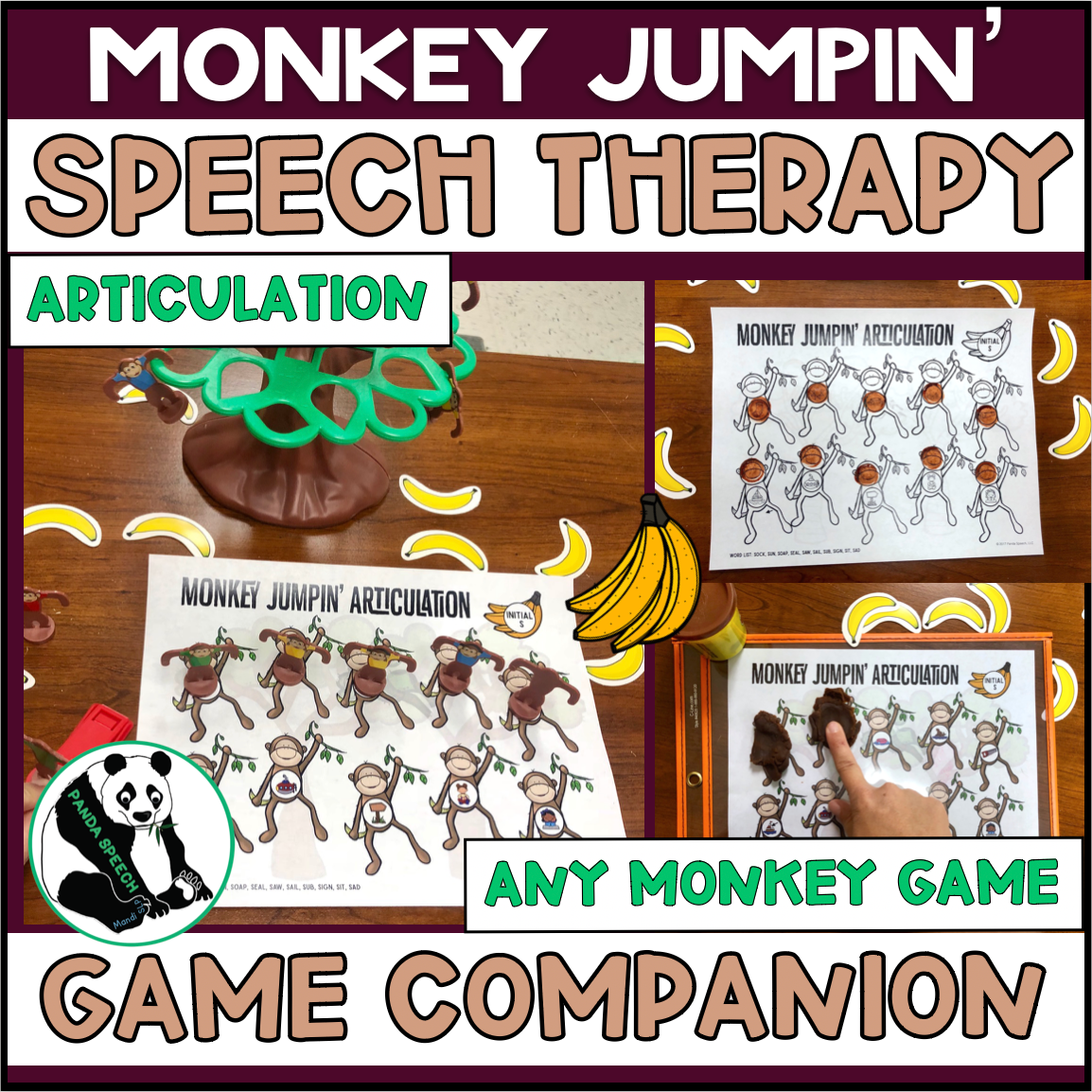 Monkey Jumpin' or Barrel of Monkeys Articulation ~ Speech Therapy Game Companion for ANY Monkey themed game