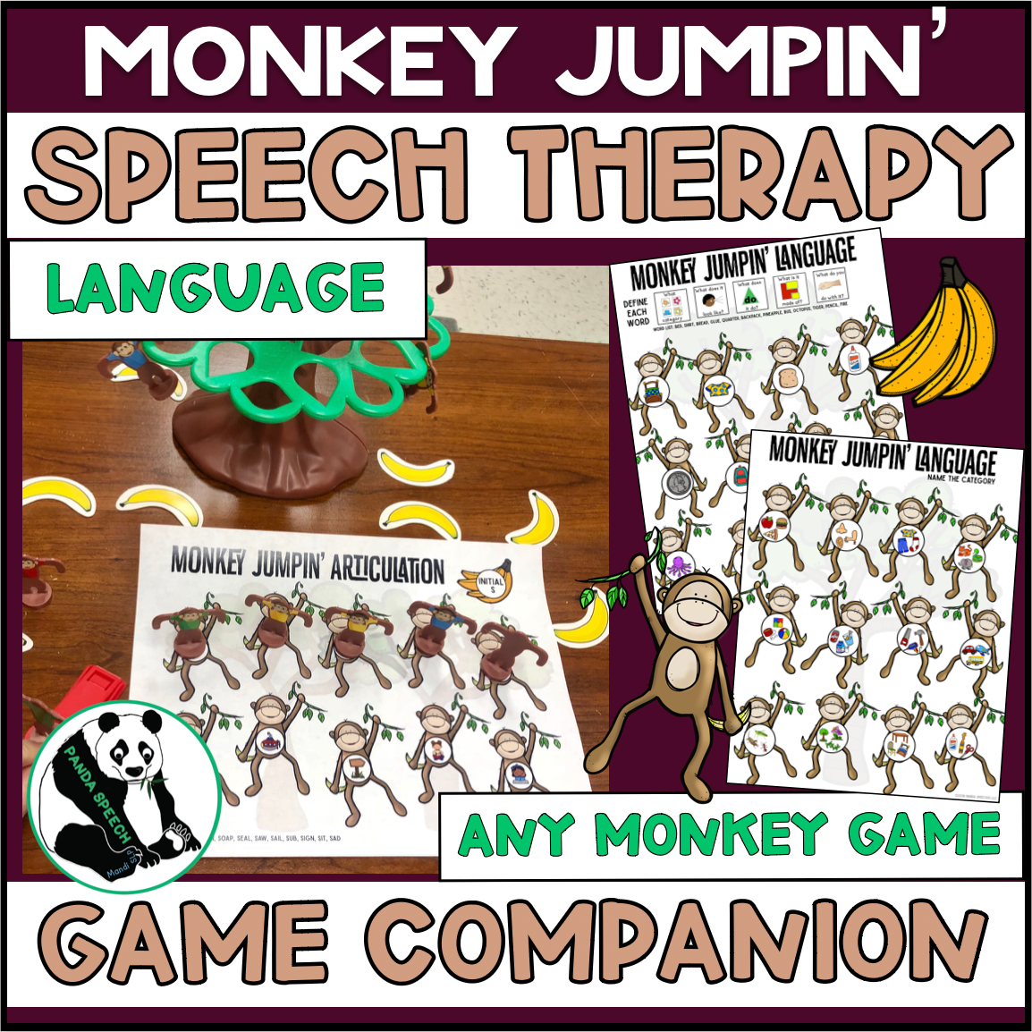 Monkey Jumpin' or Barrel of Monkeys Language~ Speech Therapy Game Companion for ANY Monkey Game