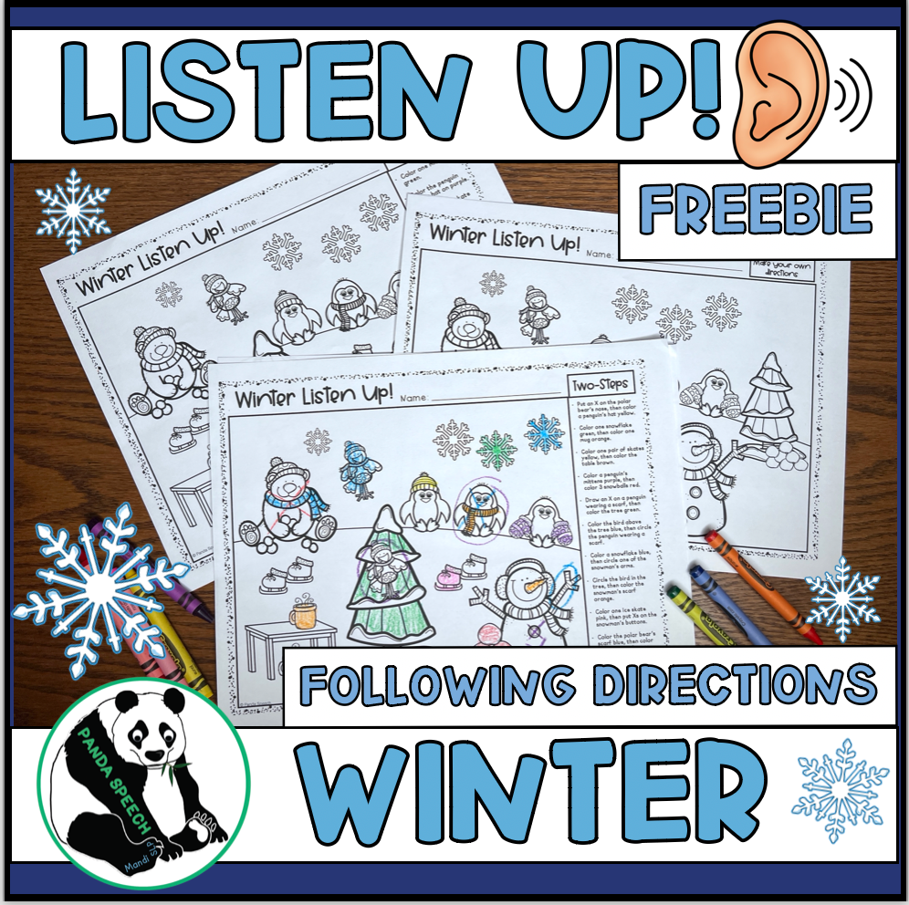 Winter Listen Up! Following Directions Freebie