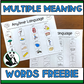 Multiple Meaning Words  ~ Print & Go FREEBIE