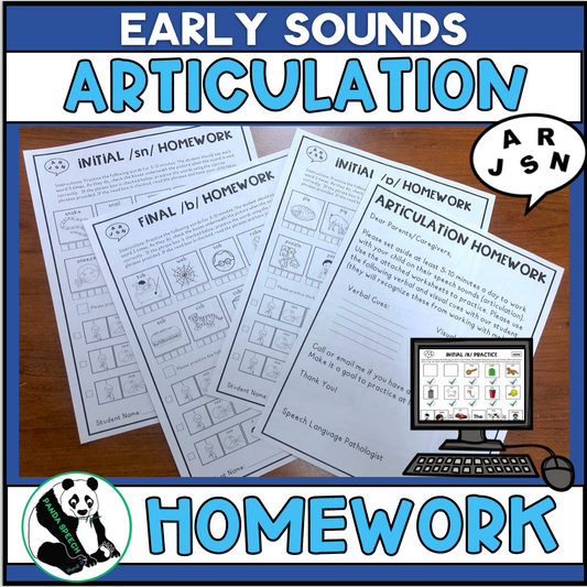 Articulation Homework Early Sounds: Words & Phrases + BOOM Cards