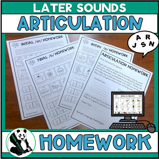 Articulation Homework Later Sounds: Words & Phrases + BOOM Cards