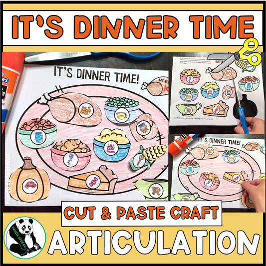 It's Dinner Time Articulation~ Speech Therapy Cut & Paste Craft