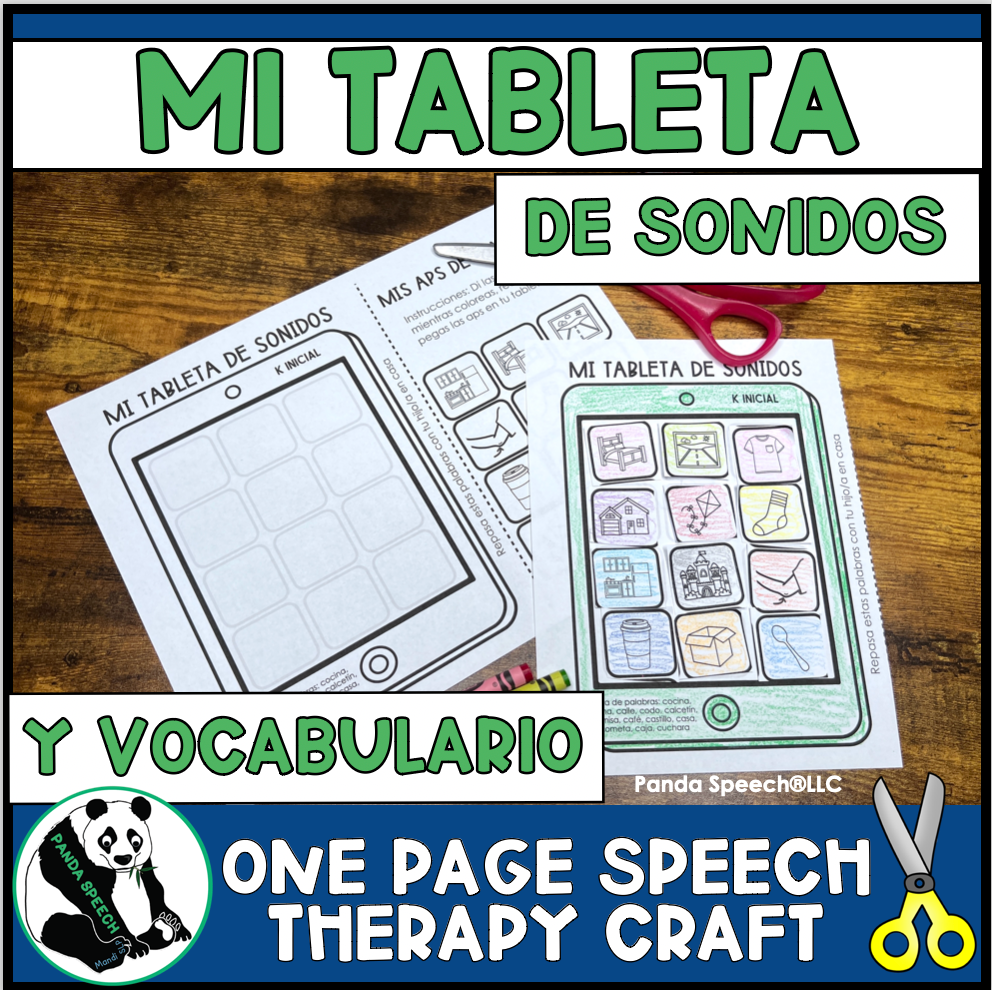 Mi Tableta de Sonidos y Vocabulario Speech Therapy Craft with Spanish Targets