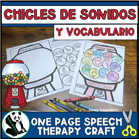 Chicles de Sonidos y Vocabulario Speech Therapy Craft with Spanish Targets