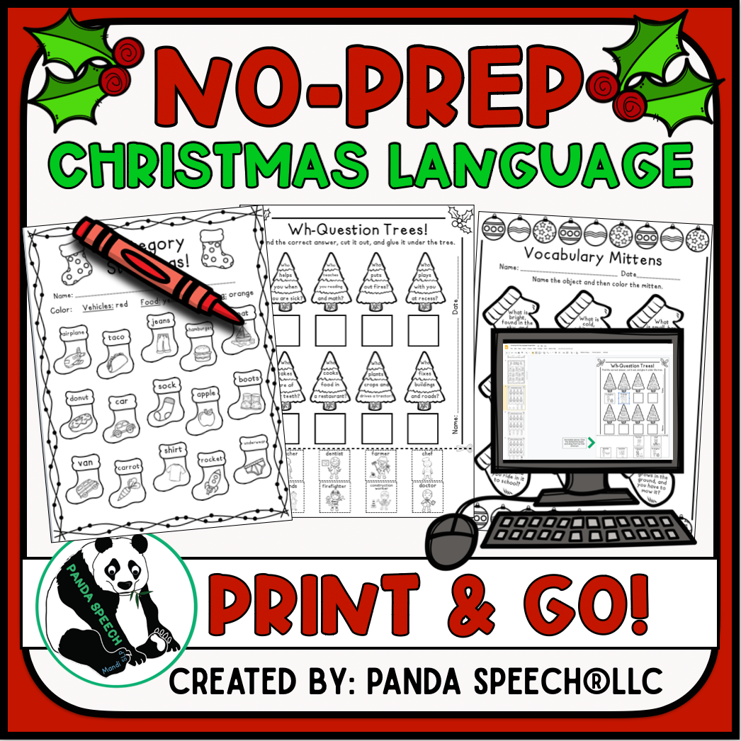 Christmas No Prep Language Pack for speech therapy