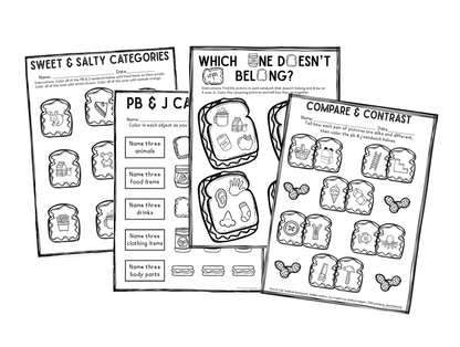 Peanut Butter & Jellly No Prep Language Pack (Quick pack!)