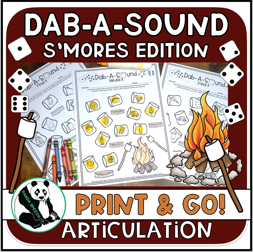 Dab a Sound S'Mores Edition ~ Print & Go for Articulation Speech Therapy