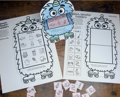 Speech Monster Gobblers for Speech Therapy ~ Articulation and Language No Prep One Page Craft