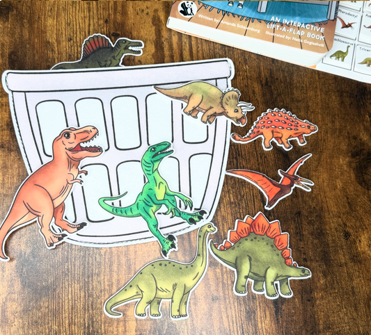 Felt Story Companion Set for Time to Rest T-REX~ Felt dinosaurs and basket (from book)
